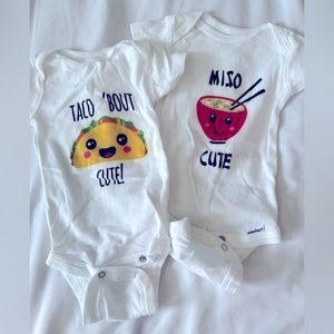Bundle of funny onesie about taco and miso soup - food humor